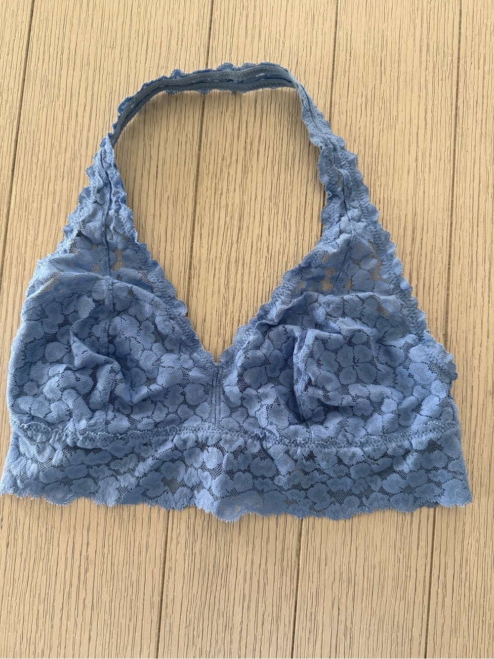 aerie Light Blue Lace Halter Bralette